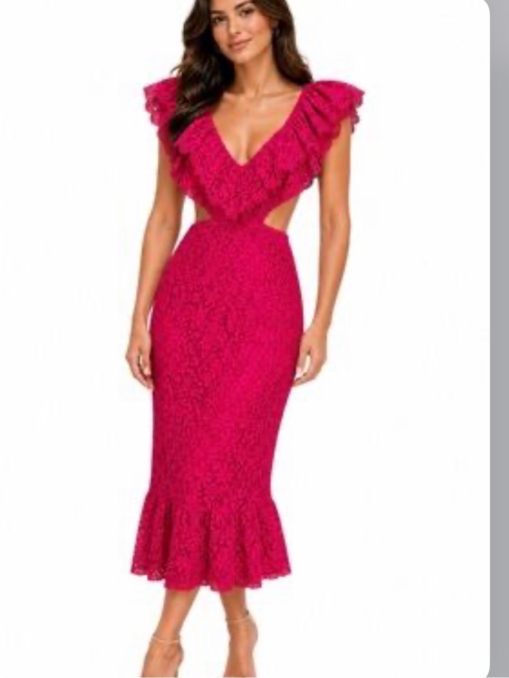 Express Lace Side Cutout Ruffle Dress Sz M